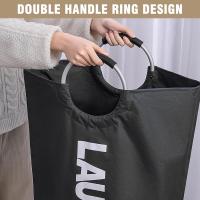 Cesta plegable para la ropa sucia de 90 L, capacidad con ASA, Bolsa de ropa de Tela Oxford, contenedor para botellas de Depósito, cesta de almacenamiento, color Negro - details 0