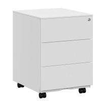 Archivador de acero con ruedas y cierre, 3 cajones para documentos de oficina, 39x45x55 cm, premontado, disponible en negro o blanco mate - details 0
