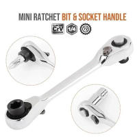 Llave De Enchufe Doble Cabeza 2 En 1 Mini Llave De Destornillador Con Mango 72 Dientes Herramienta Rápida Para Instalación - details 0
