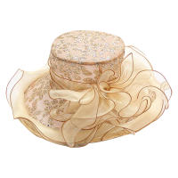 Sombrero De Flores Para Mujer Organza Gran Borde Para Bodas Y Té En La Iglesia Sombrero De Sol Casual De Polyester Floral - details 2