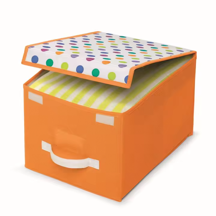 Caja de tela para almacenaje con tapa, 30 x 40 x 25 cm. Cajas para guardar la ropa en el armario o juguetes - 1