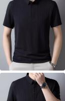 Camisa Polo De Verano Para Hombre Con Cuello Redondo Solido Camiseta De Negocios Transpirable Corta Cuello En V Talla Única - details 22