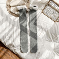 Calcetines Altos Invierno Cálidos Para Mujer Polo Ternos Gruesos Rayados Largo De Pierna Suave De Lana Y Poliéster Color Sólido - details 12