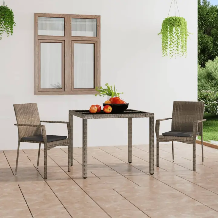 vidaXL Sillas de jardín con cojines 2 unidades ratán sintético gris - 1
