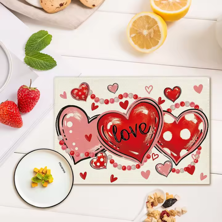 Corredor De Mesa En Forma De Corazón Para Día De San Valentín Aniversario Boda Comedor Cocina Decoración De Fiesta En Casa Estampado De Amor - 1