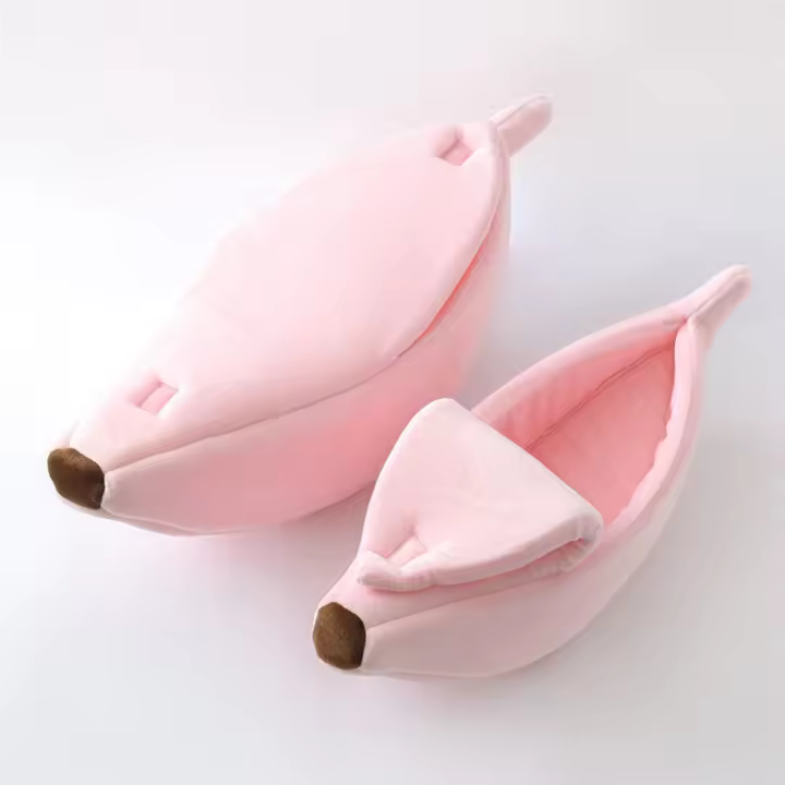 Cama Para Gato En Forma De Plátano Casa Cozy Y Divertida Almohadilla Acolchada Duradera Portátil Jaula Para Mascotas Colores Variados Suministros Para Gatos - 1