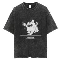 Camiseta Negra Vintage Lavada De Manga Corta Para Hombre Estilo Hip Hop Streetwear Anime Gráfico Cotton Summer 2024 - details 8