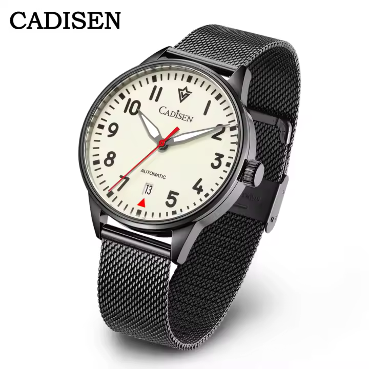 Reloj Mecánico Para Hombre CADISEN Con Luz Propia Y Correa De Acero Inoxidable Cristal De Zafiro Resistente Al Agua NH35A - 1
