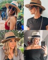 Sombrero Panamá de paja de Ala Ancha para Mujer y Hombre, sombrero Fedora para el sol en La Playa, Con Protección solar UPF, para Verano - details 3