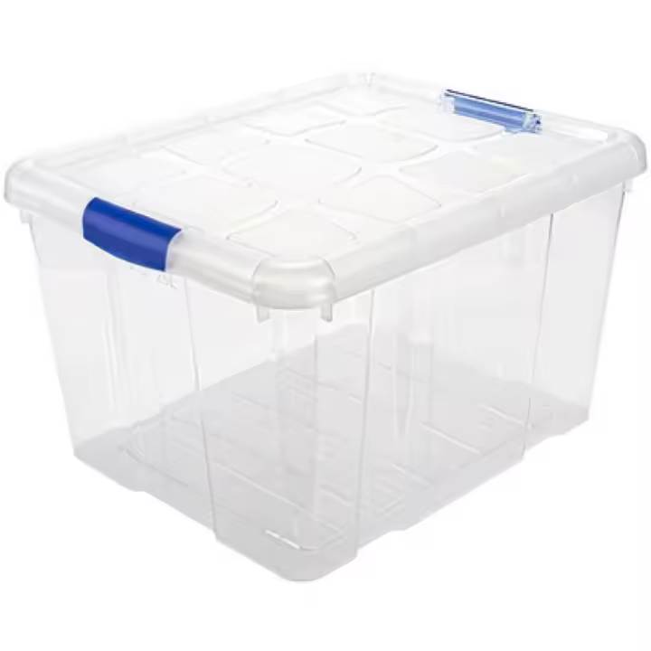 Tradineur - Caja de plastico transparente de almacenamiento con tapa nº 2 con 25 litros de capacidad 42,2 x 25,6 x 35 cm - 1