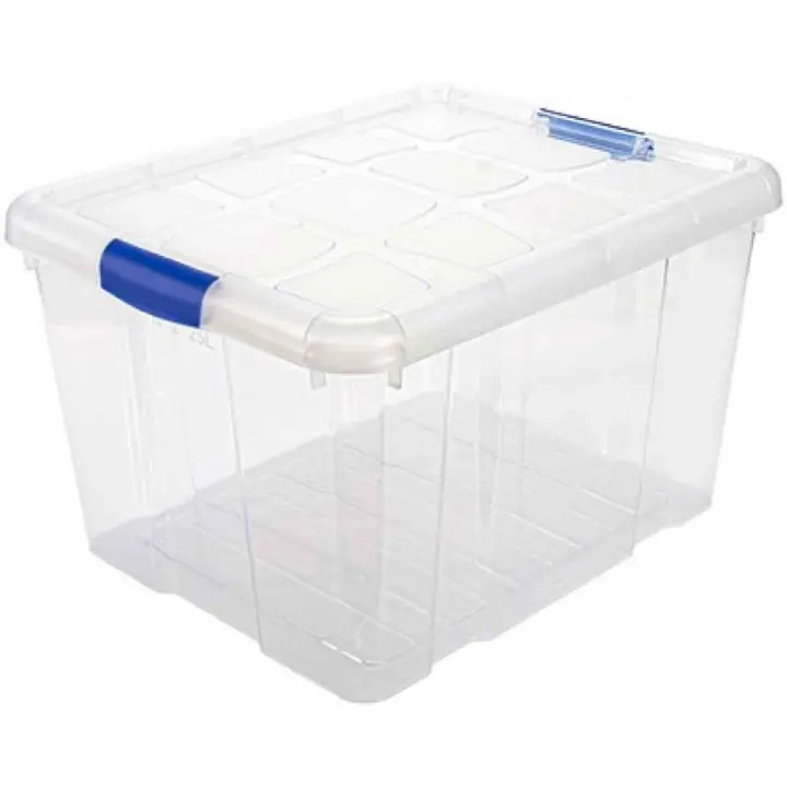 Tradineur - Caja de plastico transparente de almacenamiento con tapa nº 2 con 25 litros de capacidad 42,2 x 25,6 x 35 cm - 1