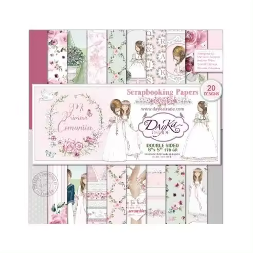 Block de 20 papeles scrap “Mi primera comunion niña” 20x20cm Dayka Trade    Materiales para Scrapbooking - 1