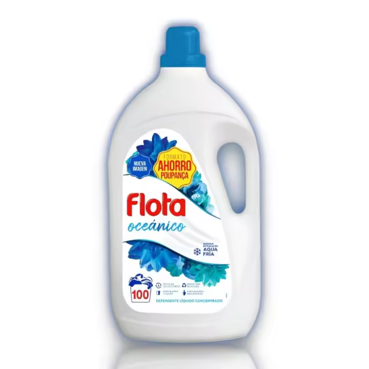 Detergente Liquido Concentrado FLOTA Oceánico - 5 Litros  100 Lavados - Máxima Eficacia en Agua Fría - Ideal para Ropa Blanca y de Color - Pack de 2 Unidades - FLOTA. - 1