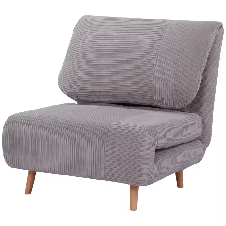 HOMCOM Sofá Cama 2 en 1, Sillón Cama, Colchón Plegable Ajustable, Cama de Invitados, Chaise Longue con Aspecto de Pana, para Dormitorio, Salón, Gris Claro 82 x 89 x 83 cm - 1