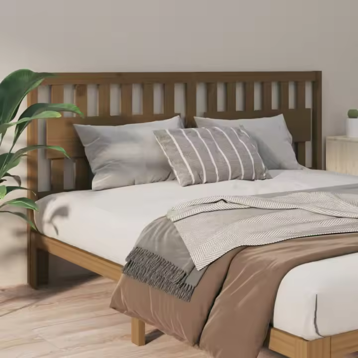 vidaXL Cabecero de cama madera maciza pino marrón miel 125,5x4x100 cm - 1