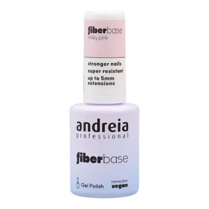 Andreia gel polish fiber base color milky pink 10.5 ml, base esmalte de uñas en gel protección antirroturas. - 1