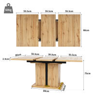Mesa de Cocina Retráctil 119-158.5x80cm - Extensión with Insertos Internos, Poste en T para Estabilidad, Ahorra Espacio, Ideal para Cocina y Sala - details 4