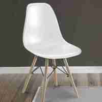 Silla de estilo nórdico blanca con las patas en madera color haya - details 2