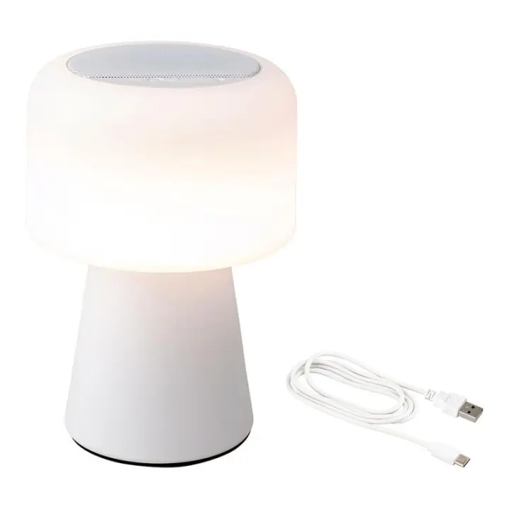 EDM Lámpara LED con altavoz Bluetooth recargable 22,5cm color blanco - 90784  Iluminación - 1