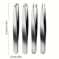 Set De 4 Pinzas Para Cejas De Acero Inoxidable Colores Variados Portátiles Para Pelar Barba Y Cejas Herramienta De Aseo Personal - details 5
