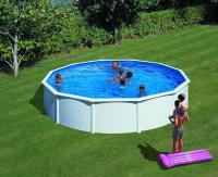 Gre KIT550ECO Fidji - Piscina Elevada Redonda, Aspecto Acero Blanco, 550 x 120 cm - details 3