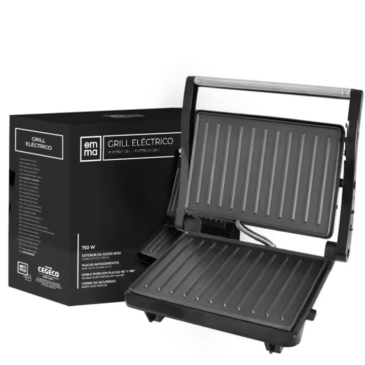 Emma MyWave Contact Grill MWGRI-90N Placas Anti Adherentes Apertura 90º Potencia 750W MyWave Contact Grill MWGRI-90N - 1