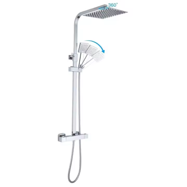 Columna de ducha termostática, conjunto de ducha, cuarto de baño, columna de ducha, termostato con mezclador ajustable en altura sistema de ducha - 1