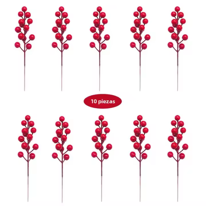 10 Piezas De Rama De Bayas Rojas Artificiales 7.87 Pulgadas Para Decoración Navideña Y Artesanías Accesorios De Fiesta - 1
