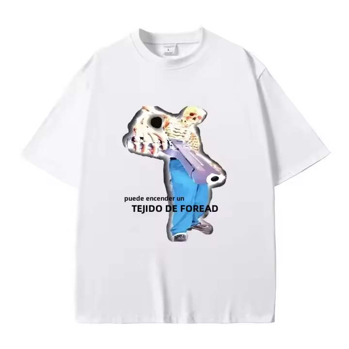 Camiseta Gráfica De Esqueleto Con Beso En La Frontal Diseño Divertido Para Hombres Y Mujeres Algodón Puro Camiseta Casual De Verano - 1