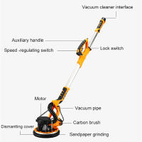 Lijadora de yeso eléctrica 1390W 225mm con sistema de aspiración automática sin polvo 6 velocidades regulables luz LED máquina lijadora de paredes y techos con mango telescópico para lijado de juntas masilla paneles de yeso Lijadora para yeso - details 5