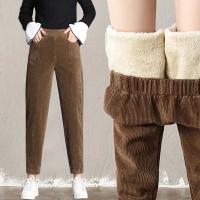 Pantalones Casuales De Cordón Para Mujer Gruesos Y Cálidos Leggings De Otoño E Invierno De Alta Cintura Estilo Harem Talla Alta Elasticidad Ajuste Regular Largo Hasta La Rodilla - details 1