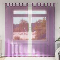 vidaXL Cortinas de gasa con trabillas 2 uds 140x245 cm en color Rosa claro/Arena/Morado y más | protección solar decorativa para ventanas hogar oficina dormitorio fácil de instalar - details 2