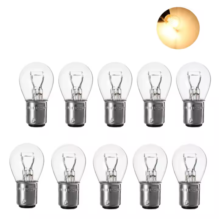 10Pcs Lámpara De Señal De Parachoques Para Coche 1157 BA15D 21W DC12V Luz De Freno Indicador Universal Halógeno Para Neblina Y Retroiluminación - 1
