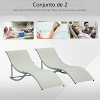 Outsunny 2 Tumbonas Plegables de Aluminio en Forma de S Ergonómica con Tela Texteline para Piscina Patio Jardín Terraza 165x61x63 cm - details 6