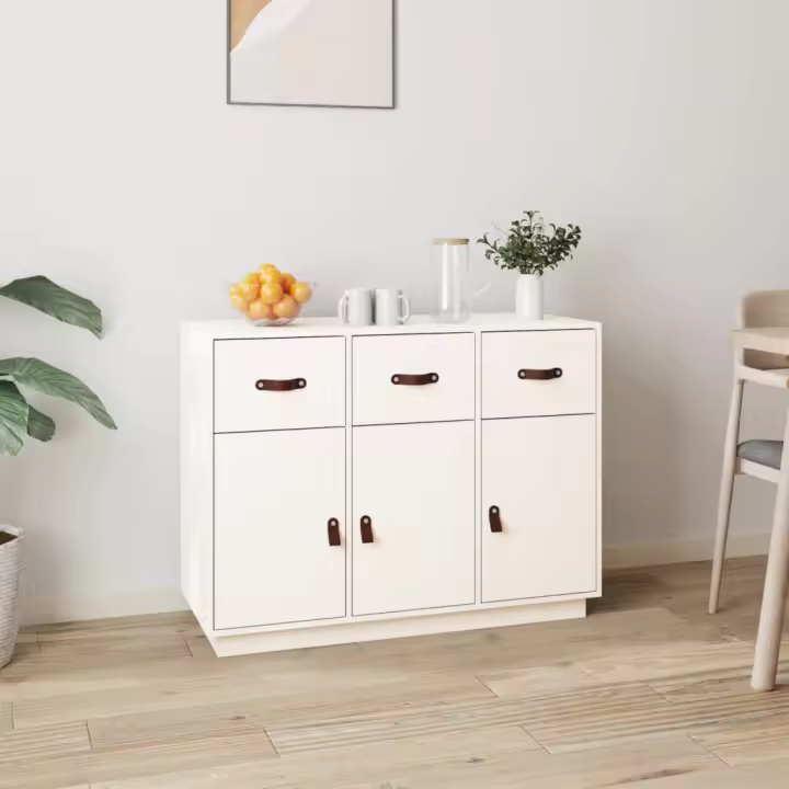 vidaXL Aparador madera maciza de pino blanco 100x40x75 cm - 1