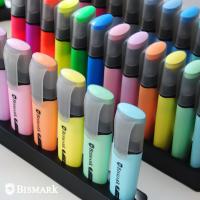 KIT 24 ROTULADORES FLUORESCENTES BISMARK LONG LIFE - GAMA DE COLORES NEON Y PASTEL - INCLUYE BASE PARA ESCRITORIO - details 0