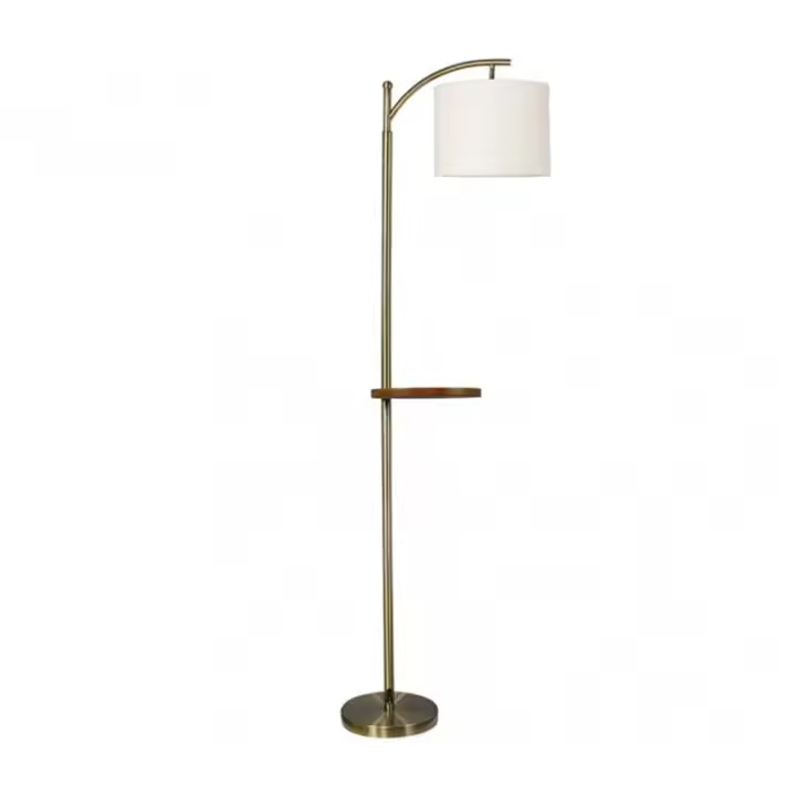 FABRILAMP 156941014 | Pie Salon Seda 1xe27 Cuero C/pantalla Beis C/mesita Madera 181x27x44 Cm - 1