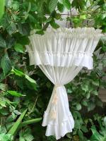 Cortinas Cortas De Tulle Blanco Color Sólido Con Cabeza Doble Para Ventanas Cocinas Armarios Decorativas No Taponadoras - details 4