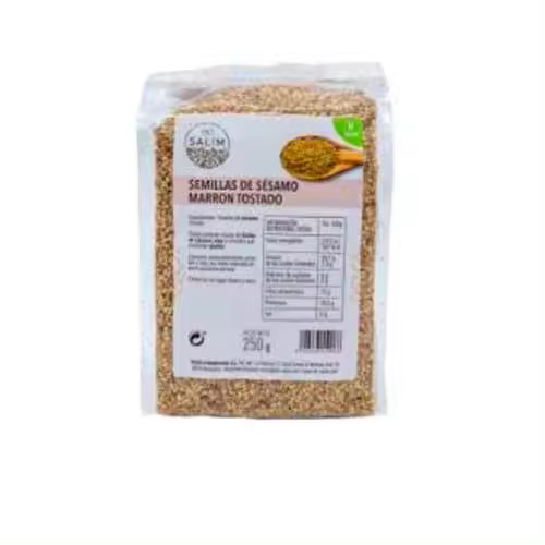 INT-SALIM Semillas de Sésamo Marrón Tostado 250g - Alto Contenido en Fibra - 1