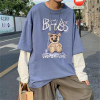 Camiseta De Hombre Con Estampado De Osito Basic Casual Manga Larga Top De Anime Falsa Dos Piezas Camisetas Para La Vida Diaria Verano Polyester Sin Capucha - details 1