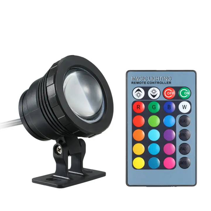 Lámpara Submersible LED RGB 10W Con Control Remoto IP65 Impermeable Para Piscina Acuario Estanque Fuente De Escorrentía Festivales - 1