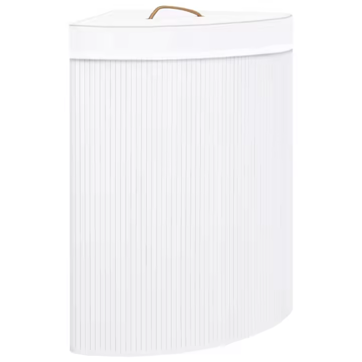 vidaXL Cesto para la ropa sucia de esquina bambú blanco 60 L - 1