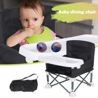 Trona portátil plegable para bebé con correa de seguridad y bandeja de comedor, silla de playa para niños, cómodo asiento de alimentación para niños que acampan - details 4