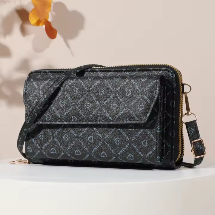Bolso Cruzado Para Mujer Chic Con Espacio Para Teléfono Móvil Y Ranuras Seguras Para Tarjetas Estilo Casual Con Decoración Geométrica - 1