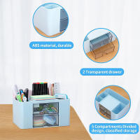 Organizador De Escritorio Con 2 Cajones Estuche De Almacenamiento Para Suministros De Escritorio Y Oficina Plástico Para Carteles Y Lápices - details 10
