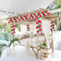 Arco De Boda Rojo Y Lily 60cm Flores Artificiales Para Decoración De Bodas Y Jardines Hechas De Seda Originaria De Zhejiang - details 3