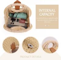 Monederos de paja para Mujer, Bolsa de ratán de Verano para Playa, Bolsa de mano con ASA Redonda, Bolsa de Concha Tejida by hand Retro - details 2