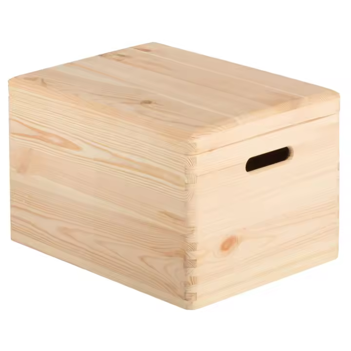 Caja de almacenaje de madera maciza de pino con tapa 23x40x30cm - 1