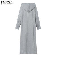 ZANZEA Vestido De Capucha Con Cuello V Y Manga Larga Estilo Casual Para Mujer Dress Maxi Otoño Invierno Cuello Redondo Suéter Drop-shoulder - details 9