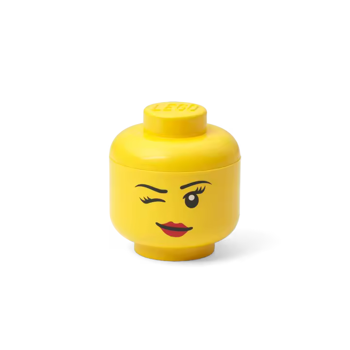 Room Copenhaguen LEGO Caja almacenaje mini en forma de cabeza de minifigura de niña guiñando un ojo. - 1